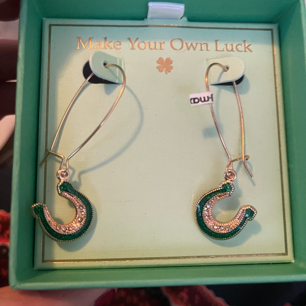 Make Your Own Luck Horseshoe Dangle Earrings Saint Patrick’s Day